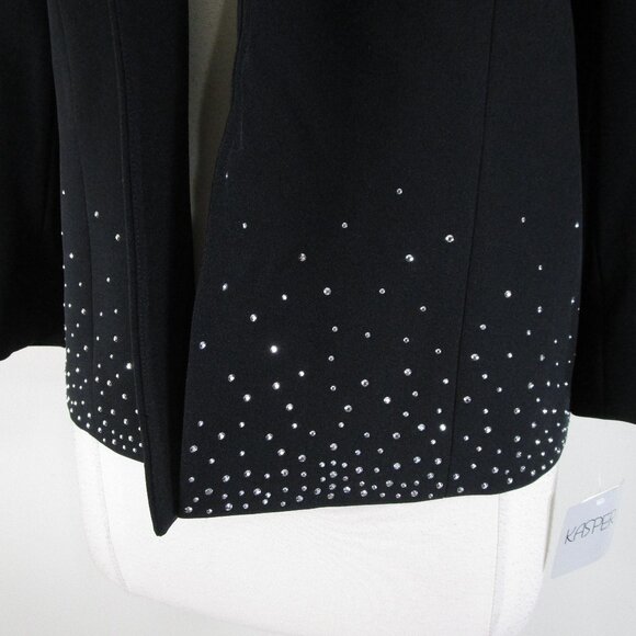 Kasper Plus Size Black Embellished Gem Blazer Jacket 14 Formal Business Career - Picture 3 of 8
